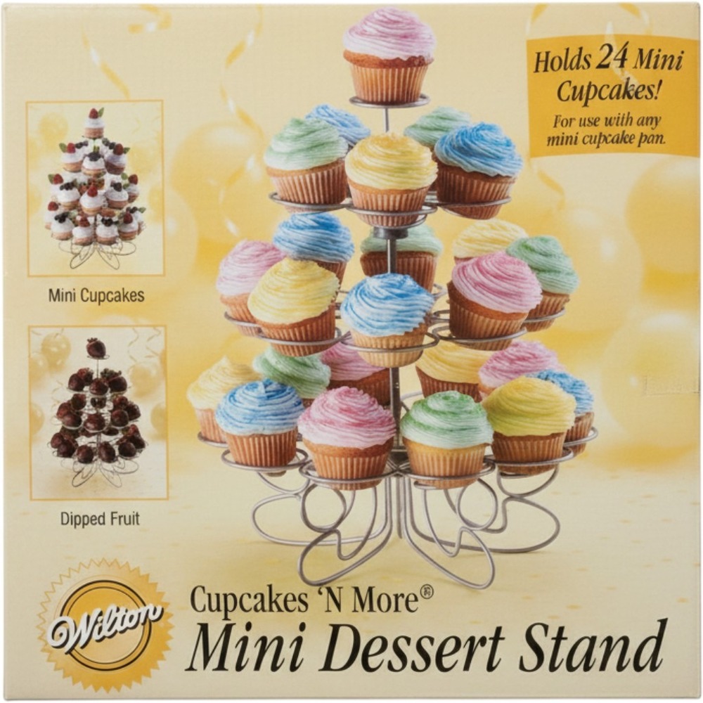 Wilton‎ Cupcakes N More Mini Dessert Stand Silver Tiered 24 Count Wire Tower